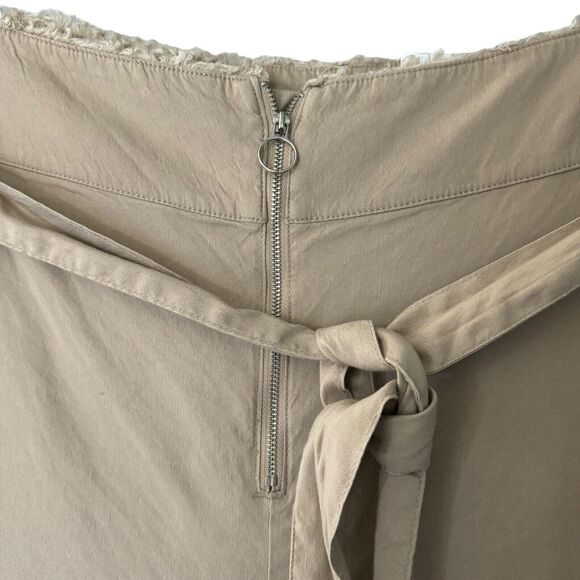 INC International Concepts SZ 28W Wide Leg Crop Pants Hi-Rise Pockets Frayed Tan - Picture 2 of 8